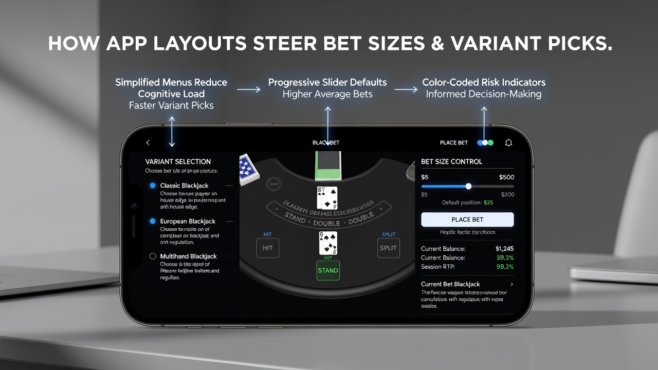 Detailansicht eines regulierten Blackjack-Apps mit Fokus auf Variantenauswahl und Einsatz-Buttons