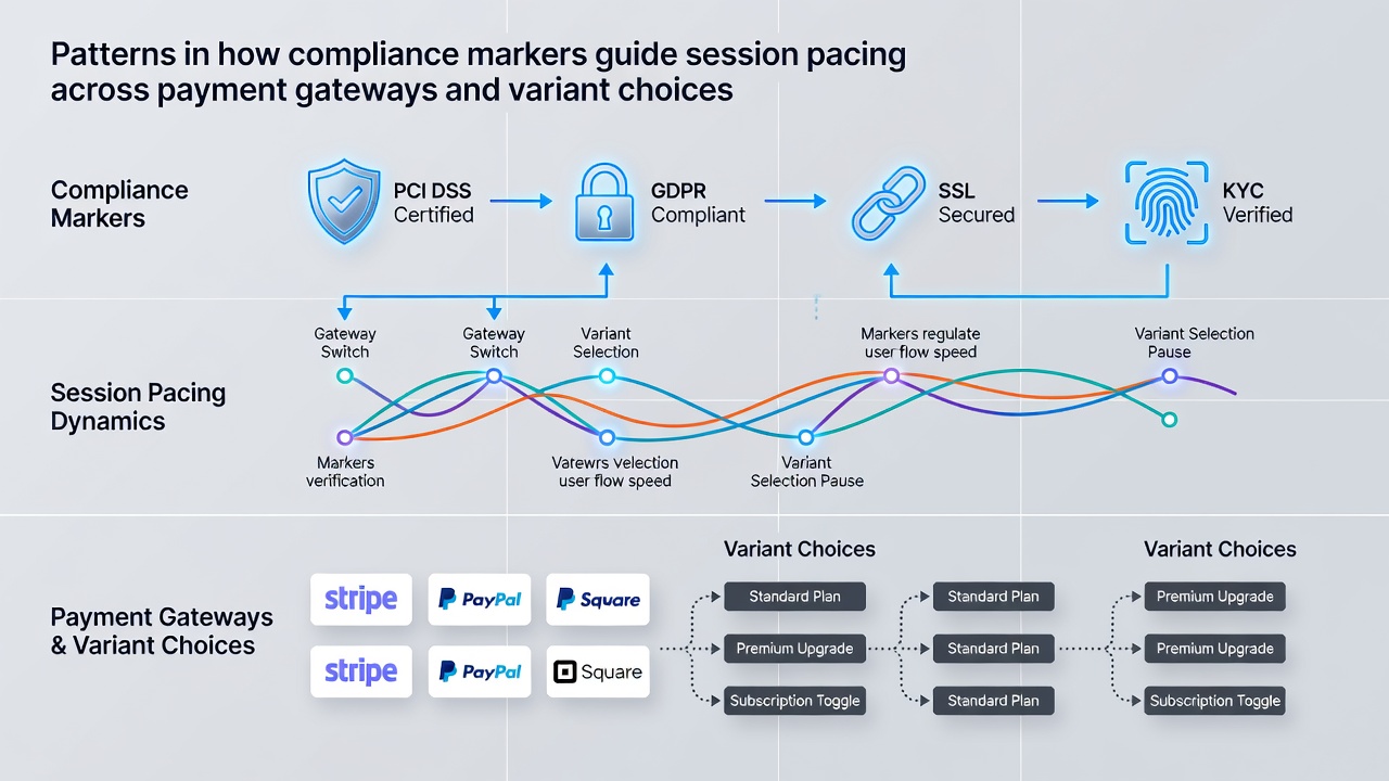 Diagramme zu Mustern bei Zahlungsgateways und Variantenwahl unter Compliance-Einfluss