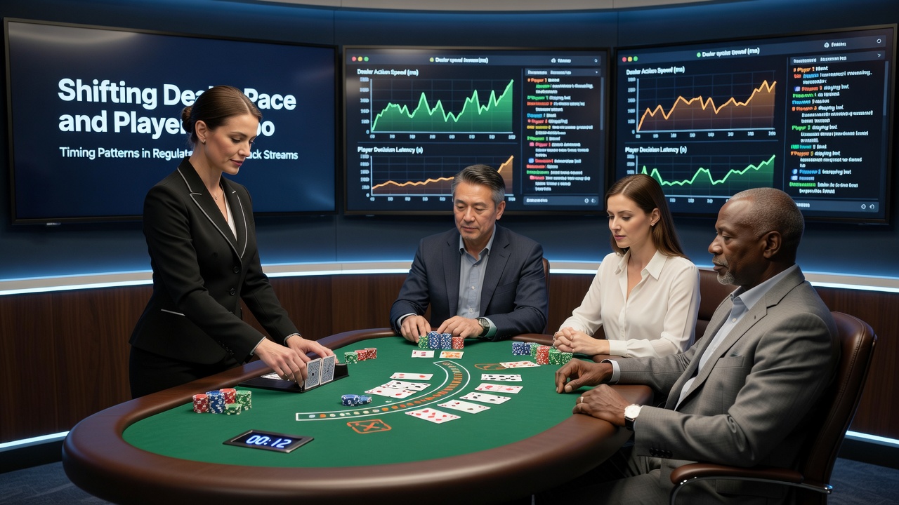 Detailansicht eines Blackjack-Tisches mit Zeitstempeln und Spielerinteraktionen in einem Live-Stream